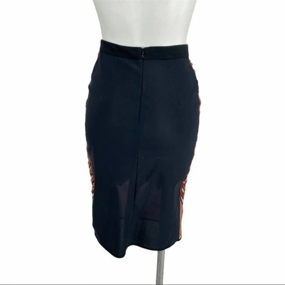 Women Sequins Pencil Skirt | Size 2 | Orange Black